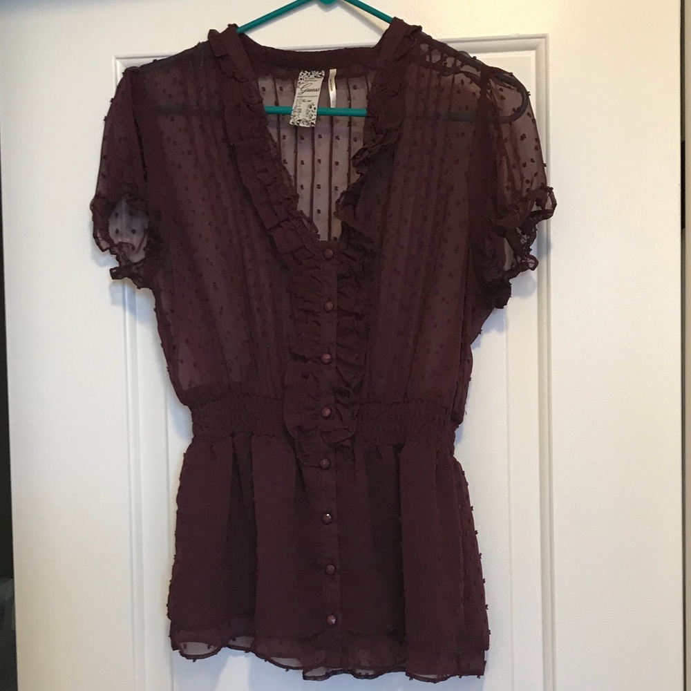 Guess burgundy blouse